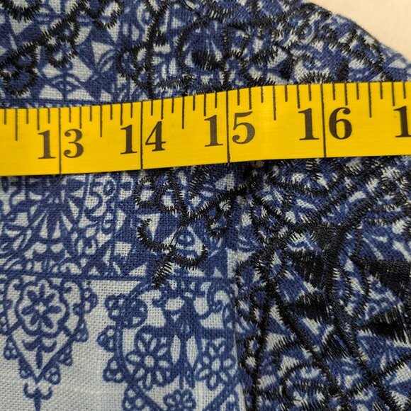 Coldwater Creek Full Zip Jacket Womens 12 Blue Linen Lined Classic Embroidered - Picture 5 of 11